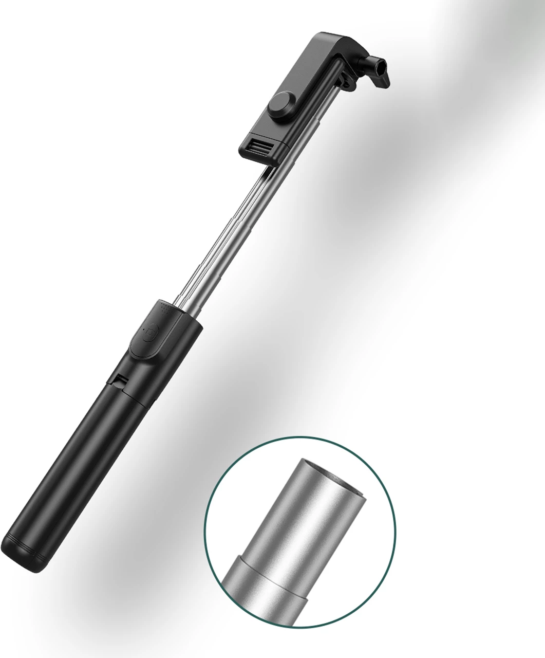 Selfie palica z integralnim stojalom Wozinsky WHS1Y, 1 m, nosilec za telefon, črna