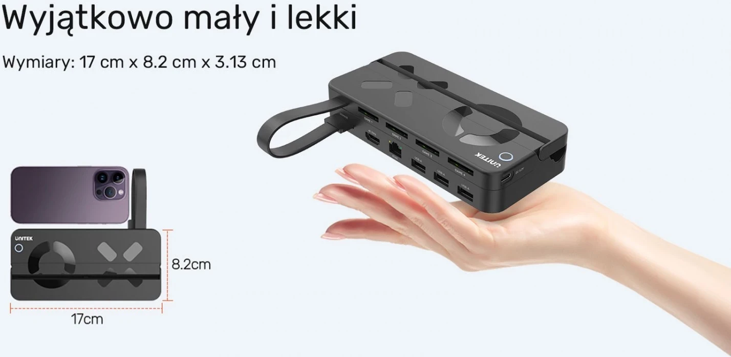 Stojalo za Nintendo Switch Unitek, 100W 4K, črno