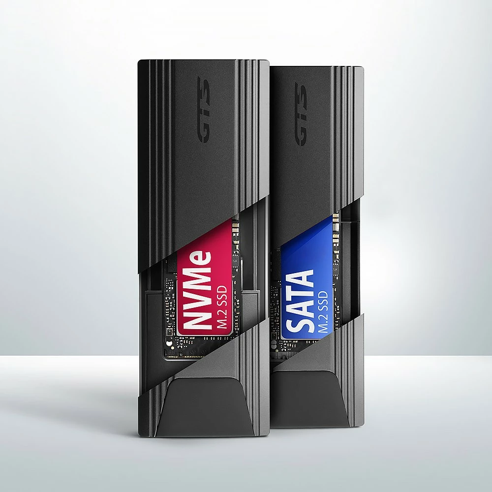 Zunanje računalniško ohišje za SSD M.2 NVMe in SATA, USB-C 3.2 Gen 2, črno - AXAGON EEM2-GTS2