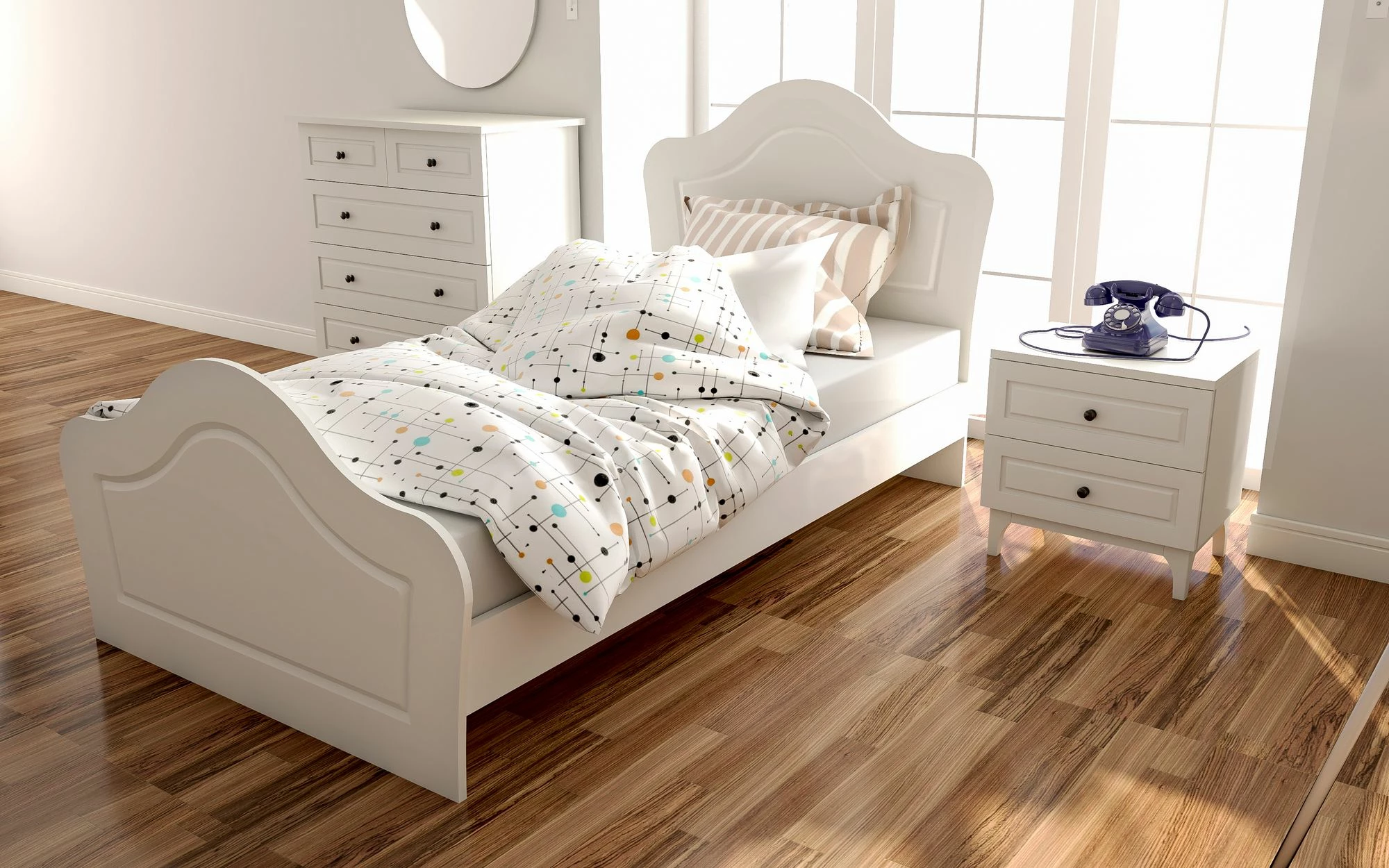 Komplet mladinske sobe Skye Decor, mat bela, RB-014