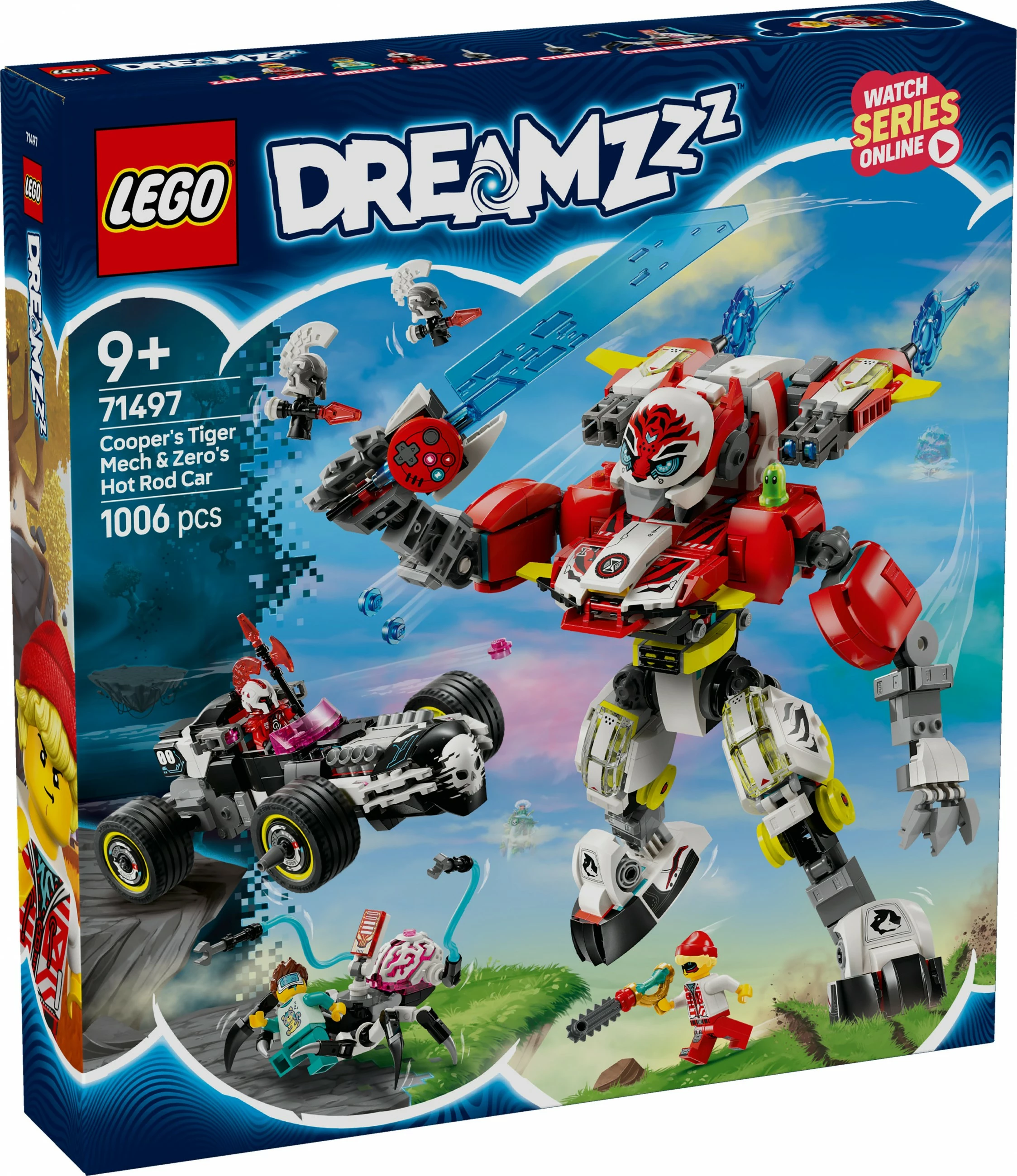 Set za gradnjo Cooper Tiger-Mech & Zero Hot Rod, LEGO DREAMZzz 71497, 1006 kosov, večbarven