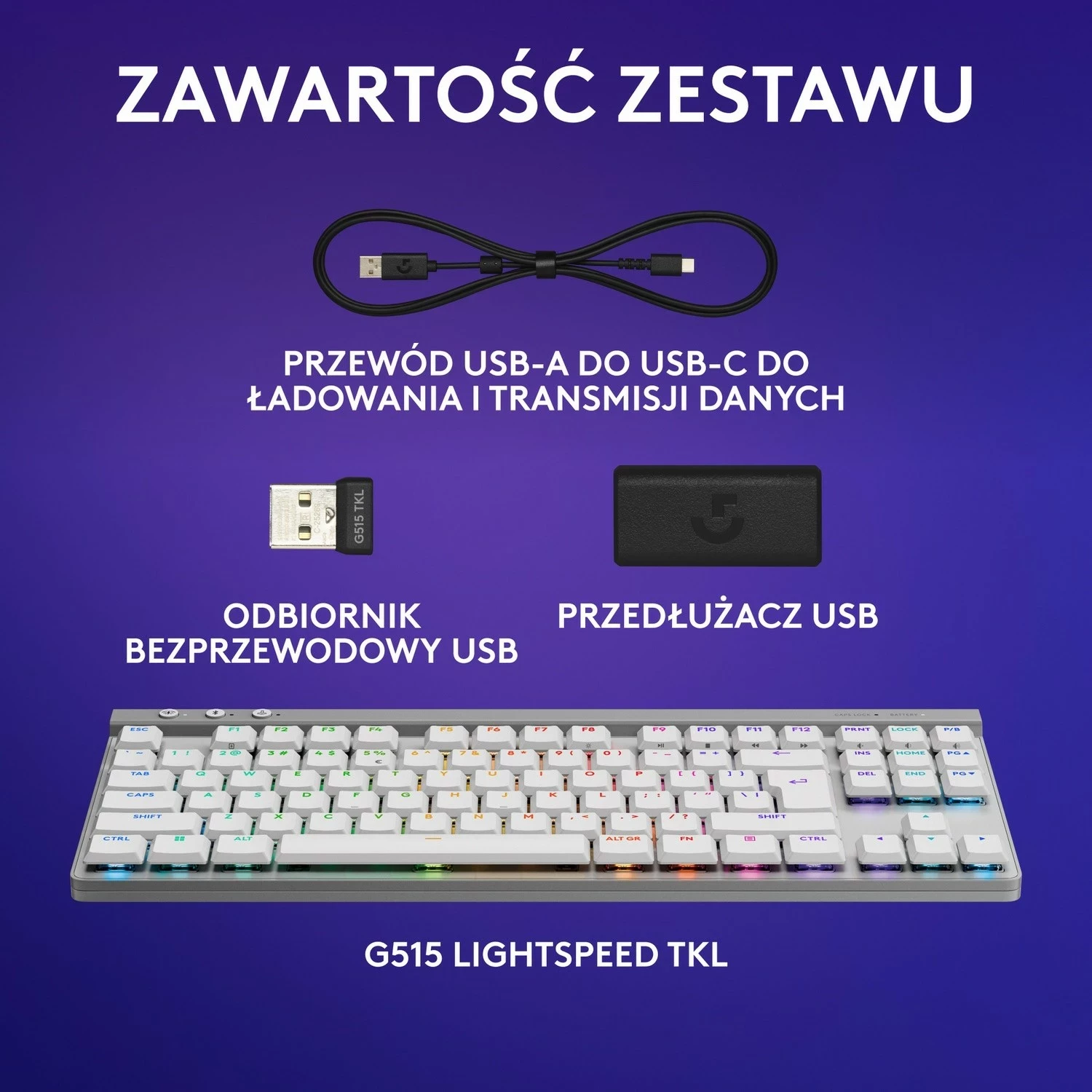 Mehanska tipkovnica Logitech G515 TKL Lightspeed, RGB, brezžična/žična, bela