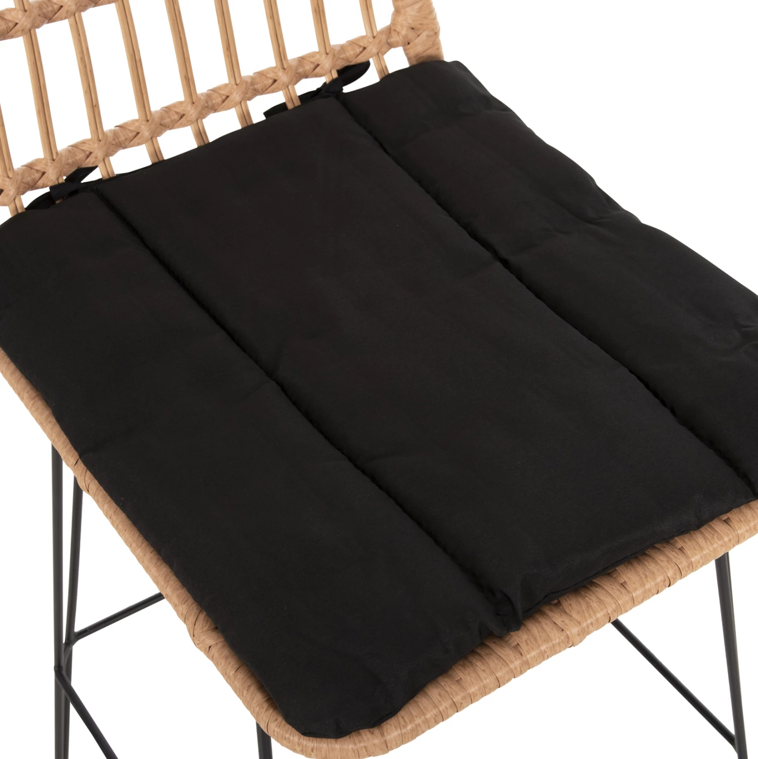 Barski stol za zunaj ALLEGRA FH5452.11 kovina in blazina v črno-bež pletenju 52x51x103H cm