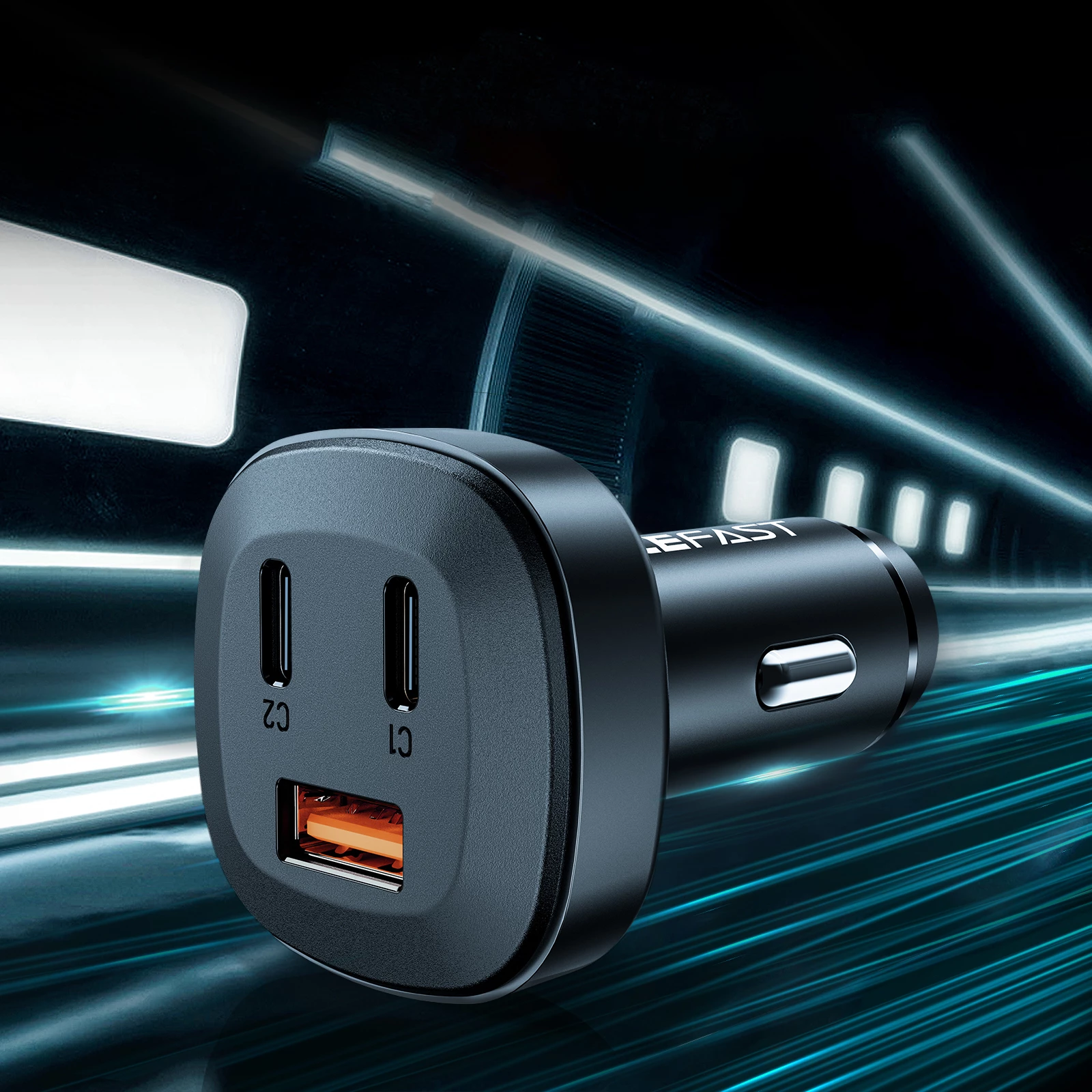 Polnilec za avto Acefast B3, 66 W, 2x USB Type-C / USB, črn