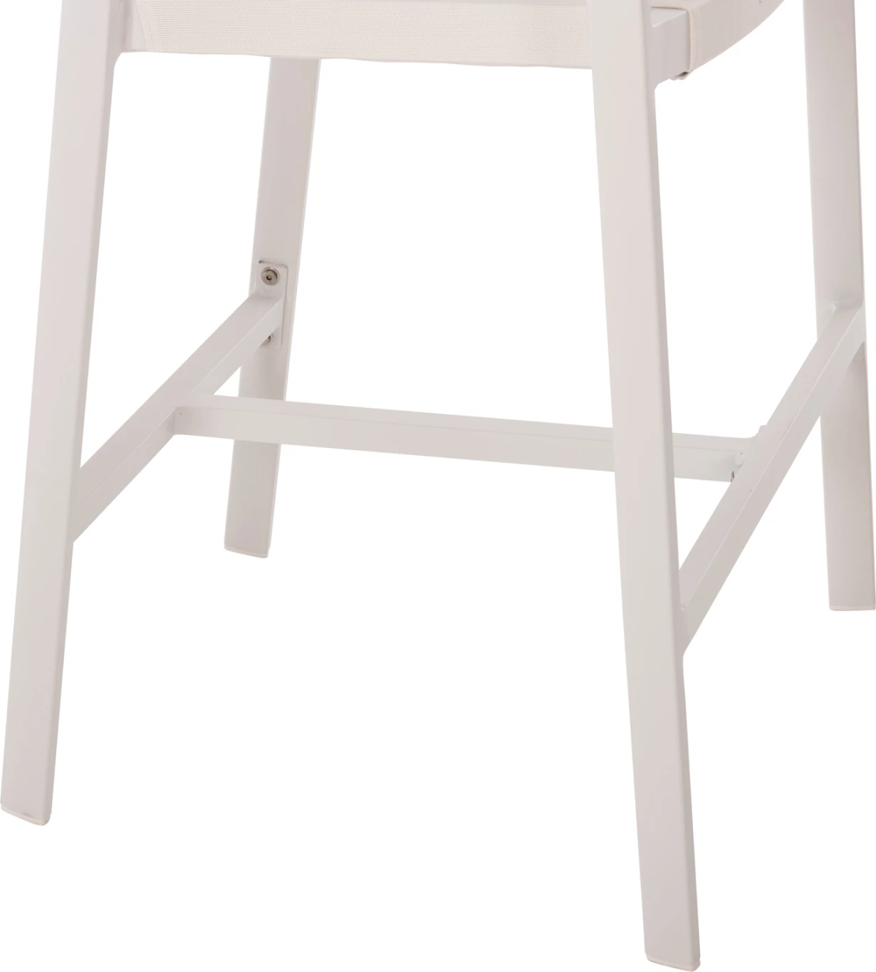 Barski stol iz aluminija bele barve FH5892.12 srednje višine z nasloni za roke - ratan in tekstil 56.5x57x99.5 cm