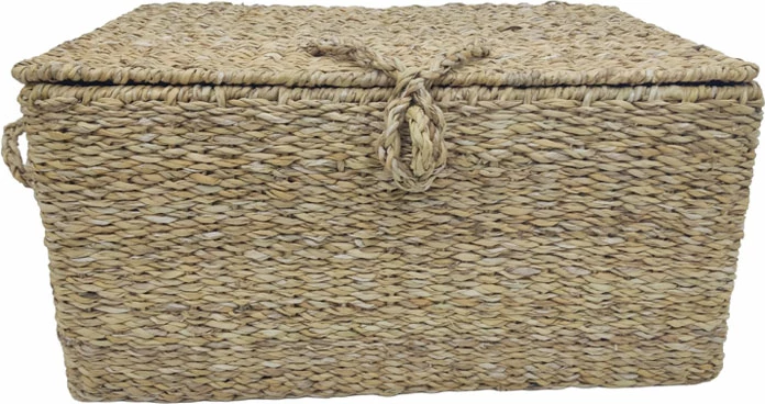 Set škatel z pokrovom, 3 kosi, morska trava, železo, 50x34x25 cm ALMAR