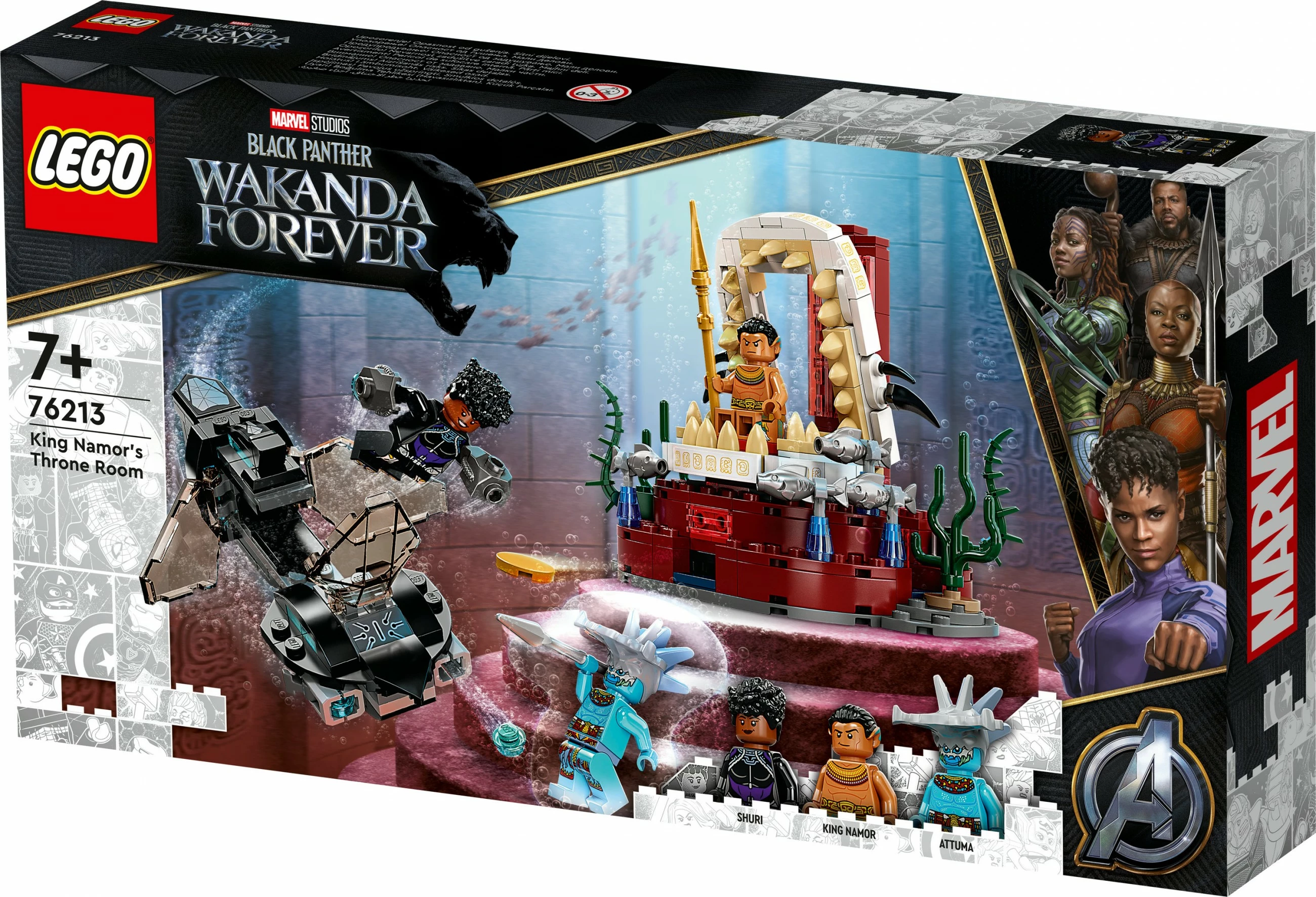Set za sestavljanje — kraljeva dvorana Namorjeve prestolnice LEGO Marvel Avengers, 355 kosov, večbarven