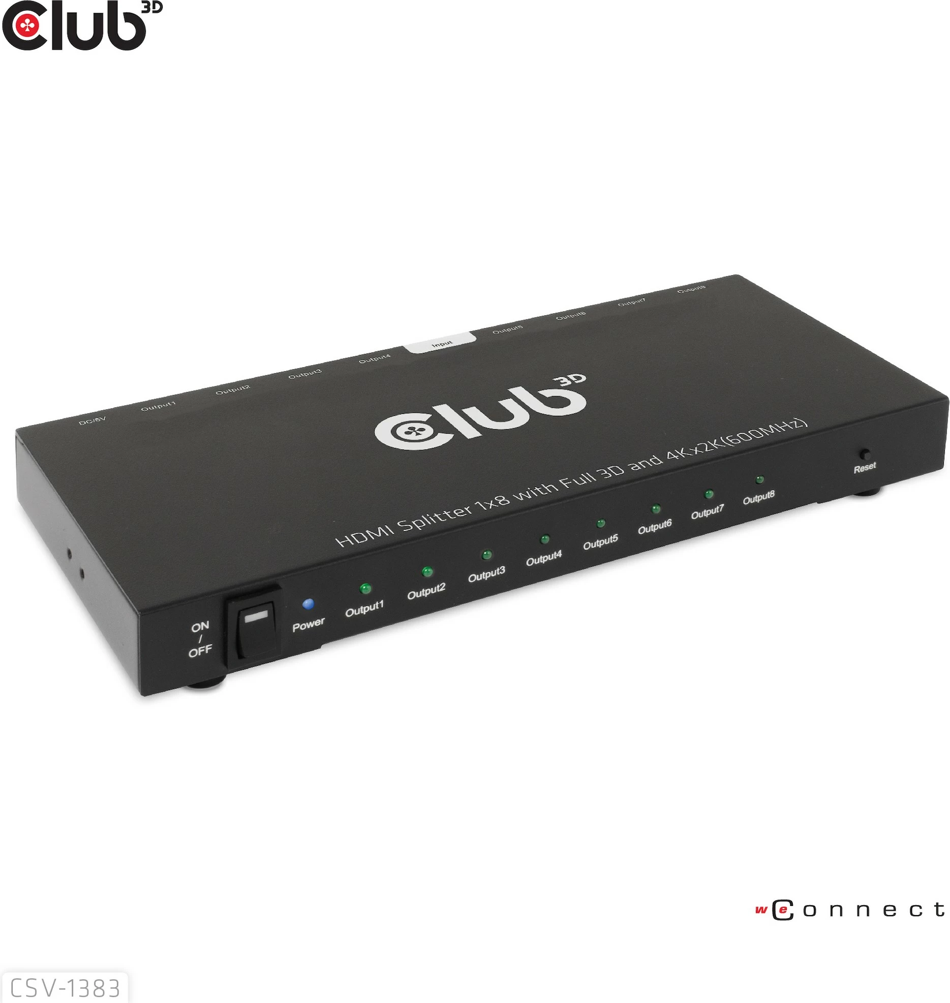 HDMI razdelilec Club3D CSV-1383, 8 izhodov, 4K60Hz, črn