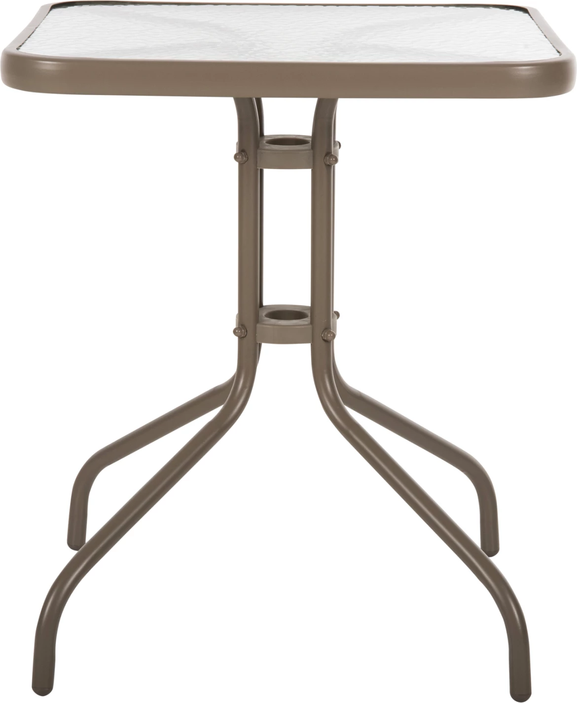 Zunanji kvadratni miza FIGO FH5035.04 v barvi šampanjca kovinsko-steklena plošča 60Χ60Χ70Hcm