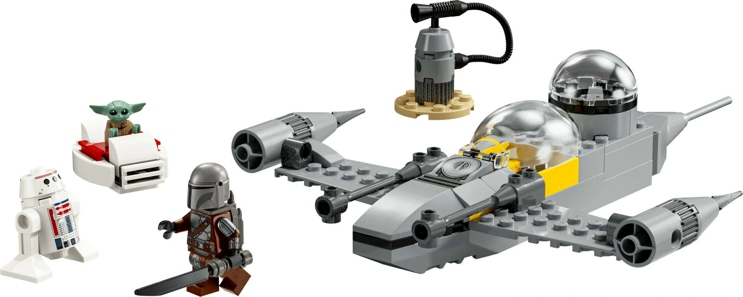Set za sestavljanje LEGO Star Wars 75410 Mando in Grogu N-1 Starfighter, 92 kosi, večbarven