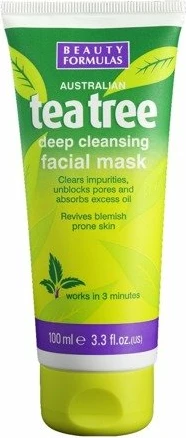 Čistilna glinena maska z oljem čajevca Beauty Formulas Tea Tree Deep Cleansing Clay, za ženske, 100 ml
