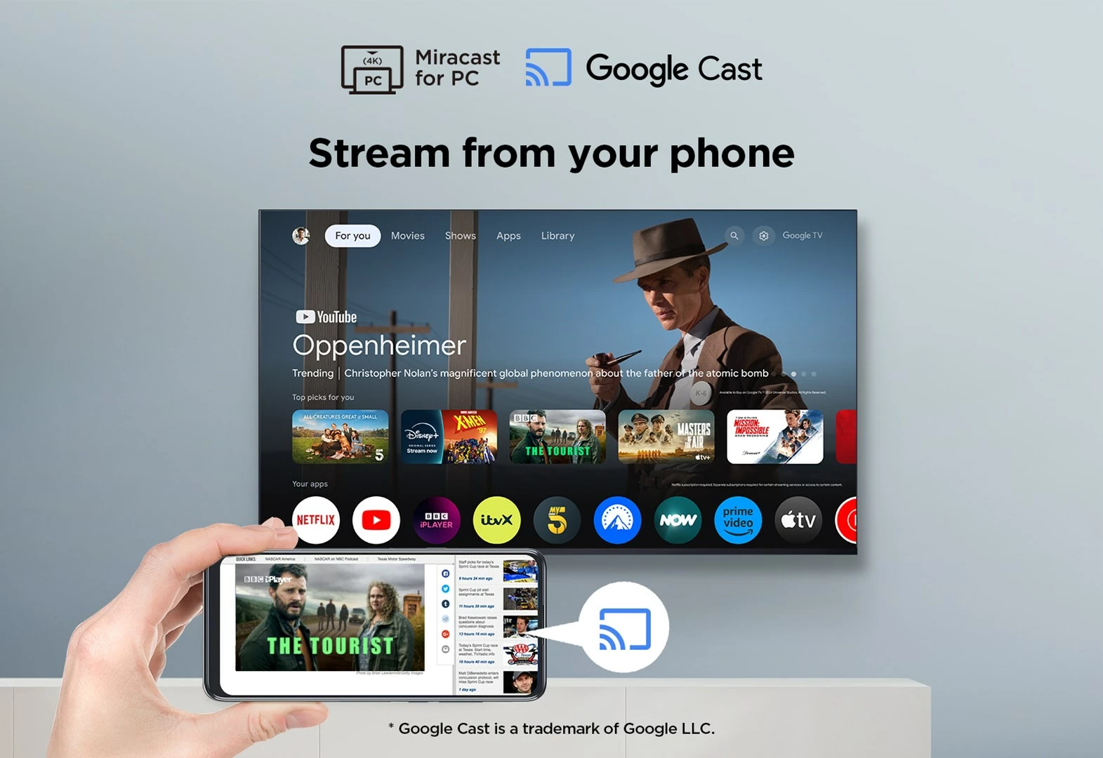 Pametni televizor 43'' 4K Ultra HD, Wi‑Fi, kovinski — TCL 43V6C