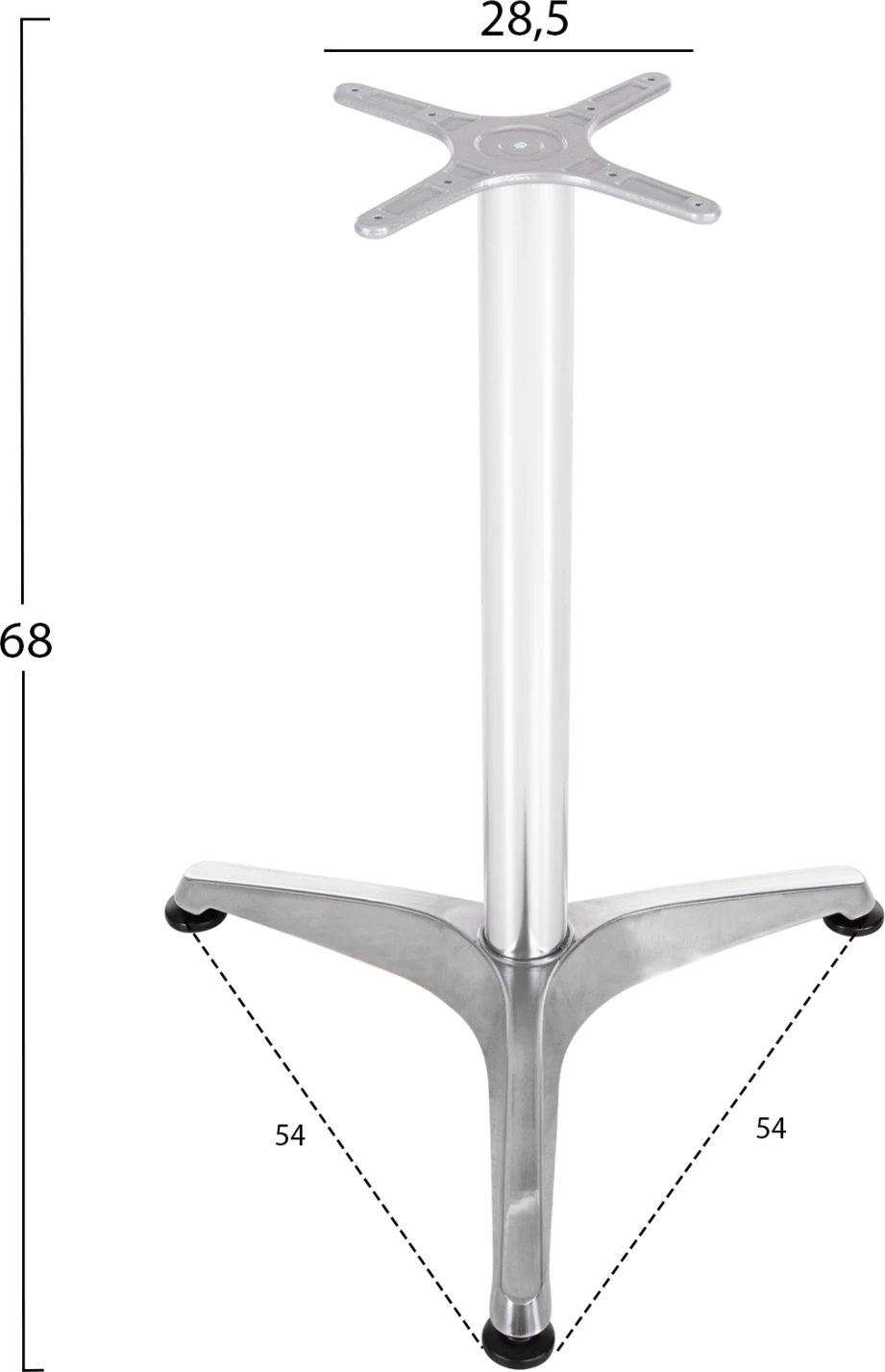 Osnova za mizo FH449.01 aluminijasta v kromu križ 28,5x28,5 cm - dimenzije nog: 54x54x68H cm