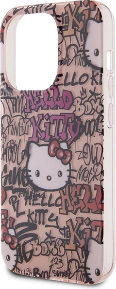 Ovitek Hello Kitty IML Tags Graffiti za iPhone 14 Pro Max, rožnat
