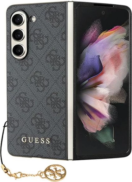 Elegantna zaščitna prevleka za Samsung Galaxy Z Fold5, Guess GUHCZFD5GF4GGR F946, s 4G obeskom, siva