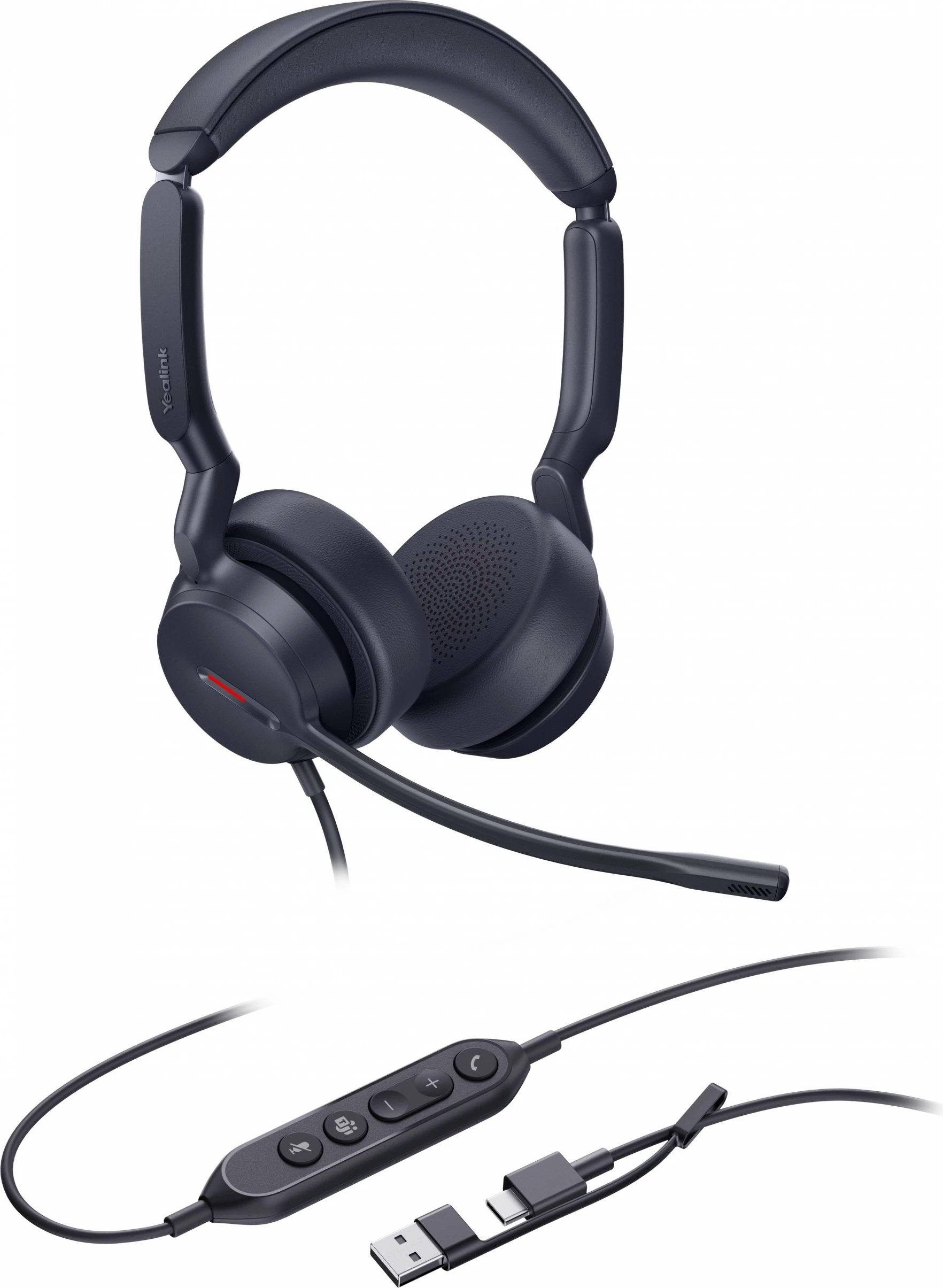 Slušalke z mikrofonom za profesionalno rabo Yealink UH44 Dual Teams, USB-C/A, črne