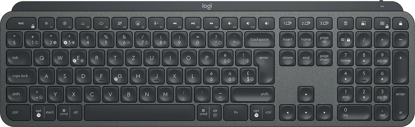 Polna brezžična tipkovnica za podjetja Logitech MX Keys, grafit