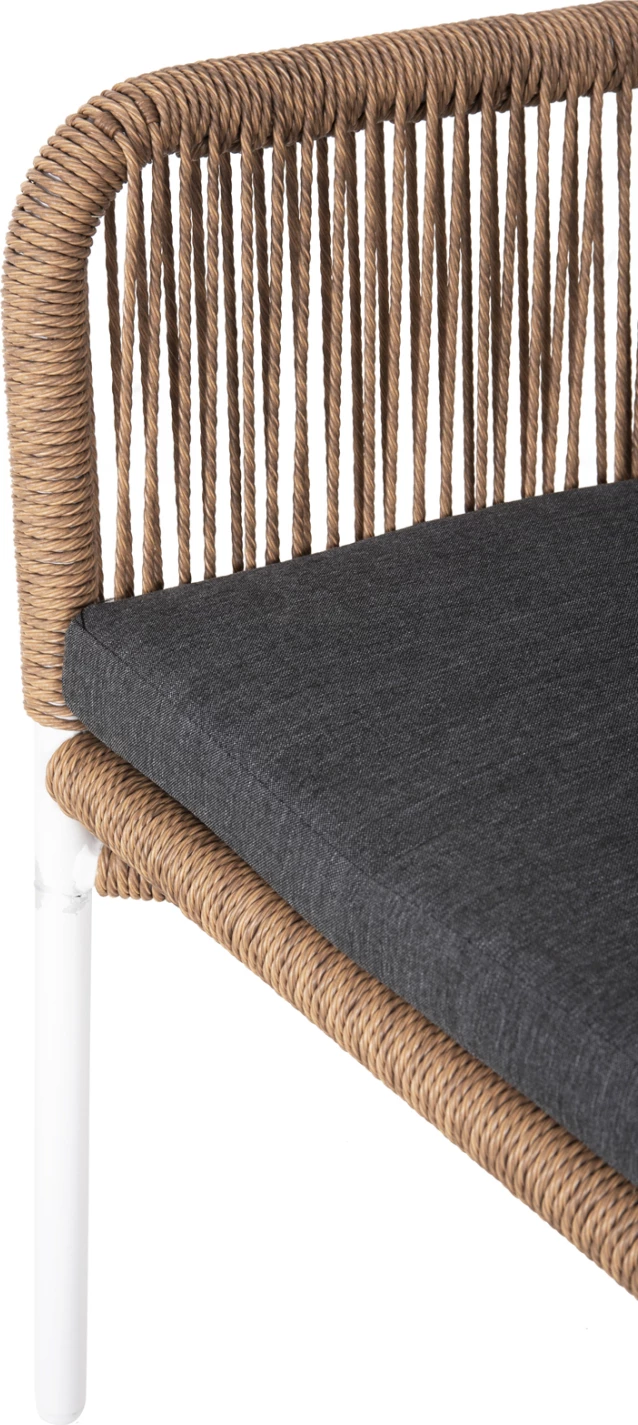 Zunanja dvosedna sedežna garnitura BAFFIN FH6054.01 aluminij bela-PE ratan bež-antracit blazine