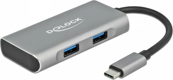 Zunanja USB razdelilna naprava DeLOCK 4 vrata, USB 3.2 Gen 2, 10 Gbps, aluminij, siva
