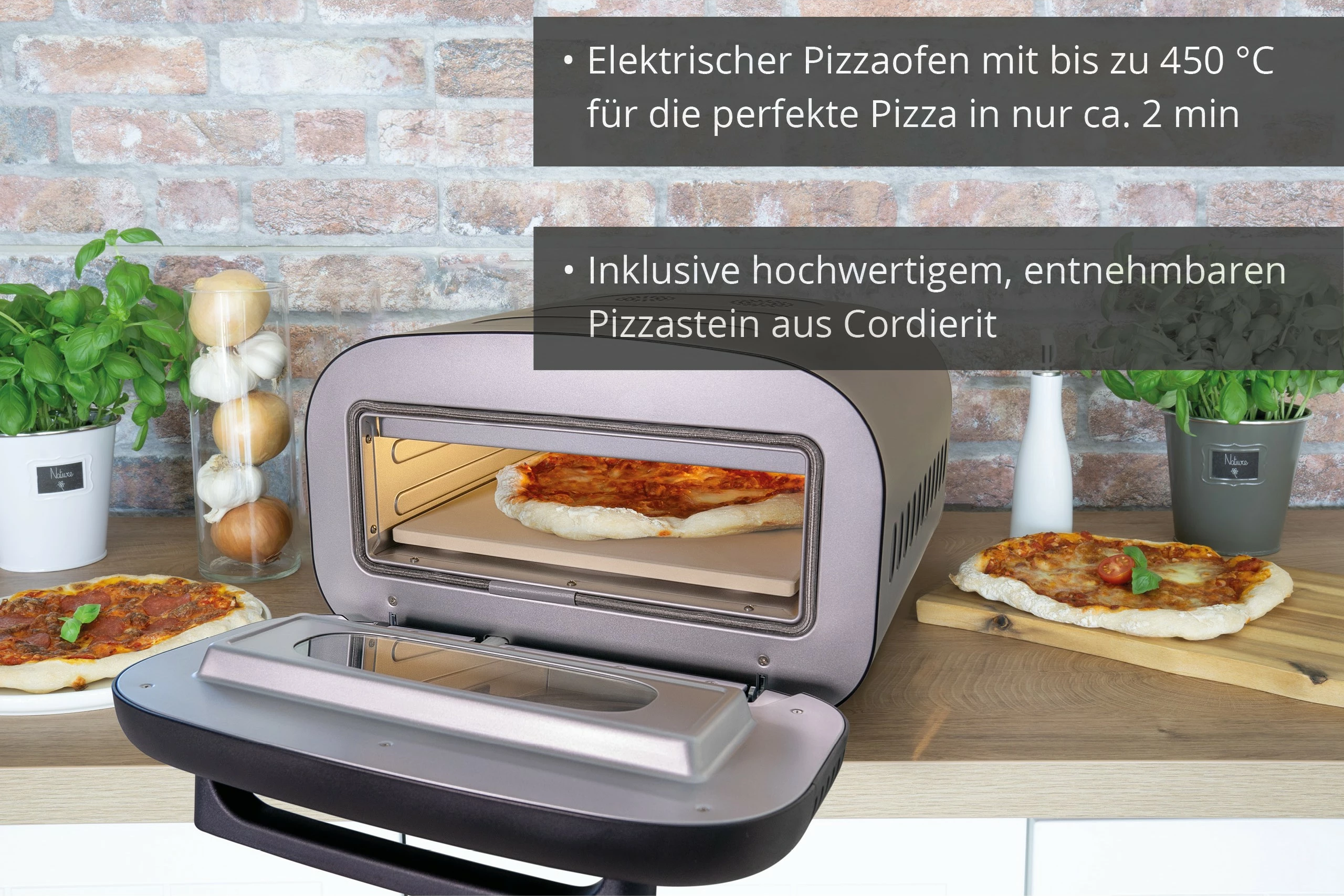 Pizza pečica, Unold 68805, 1 pica, 30 cm, digitalna, 450 °C, črna