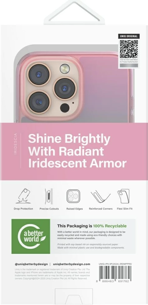 Ovitek za telefon Iridescia Magclick Charging UNIQ za iPhone 16 Pro Max, roza
