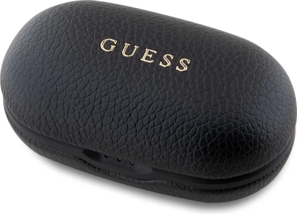 Brezžične slušalke z dokom in power bank Guess GUTWSPGTSPSK TWS, Bluetooth 5.3, eko usnje, črne