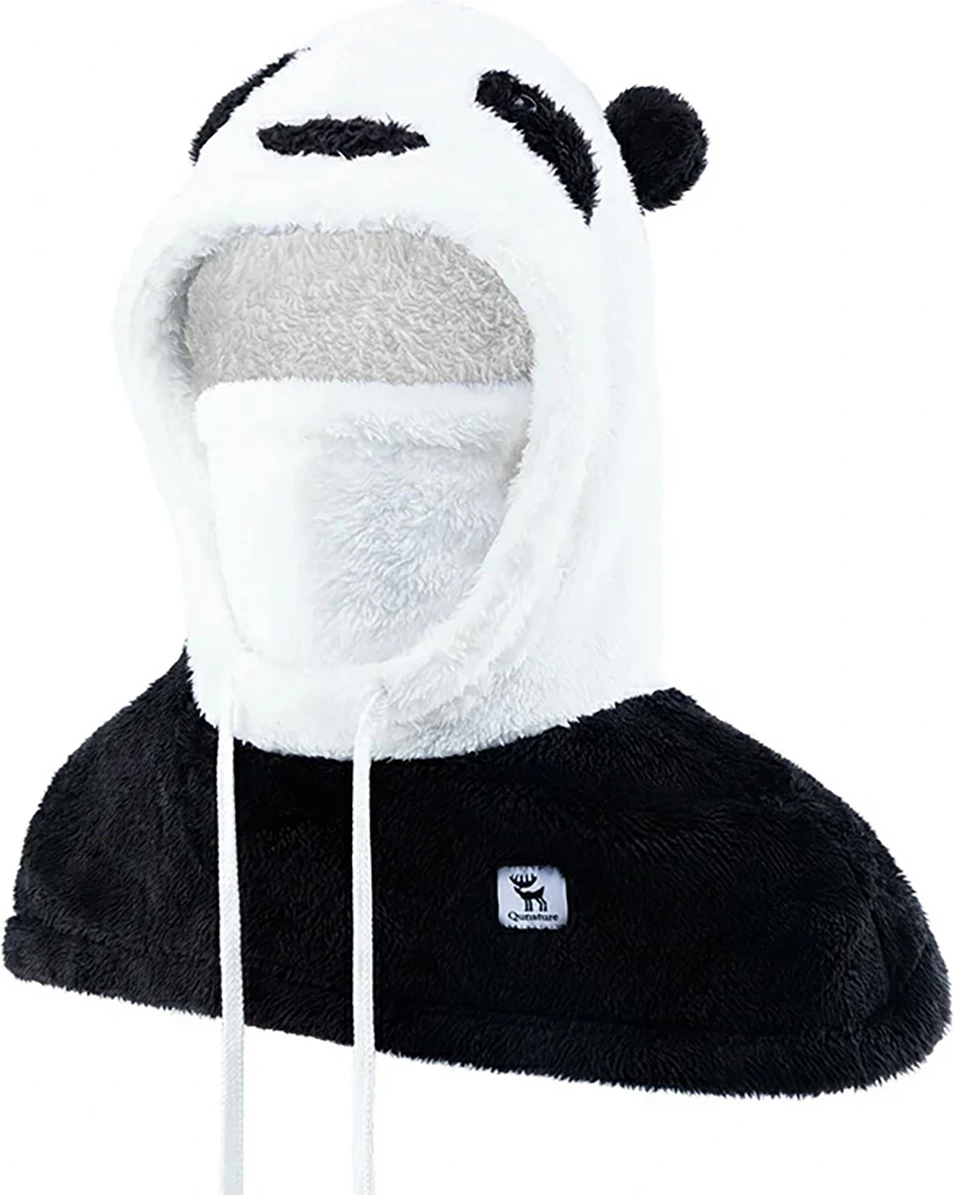 Smučarska balaklava Qunature Panda, za otroke in odrasle, L, črno-bela