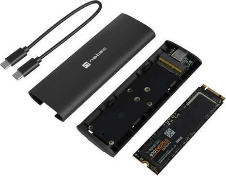 Zunanje računalniško ohišje za SSD M.2 NVMe, USB-C 3.1 Gen 2, Natec RHINO, črn