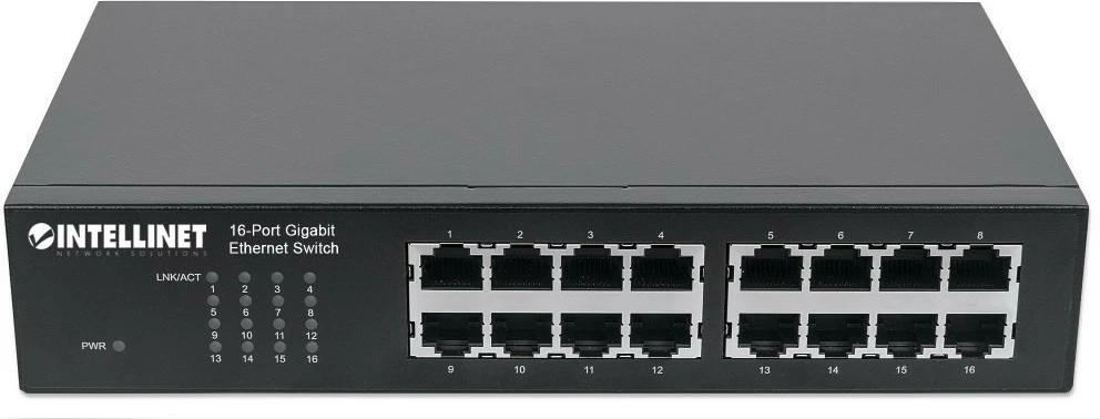 16-portno Gigabit stikalo Intellinet 561068, za 19'' rack, črno