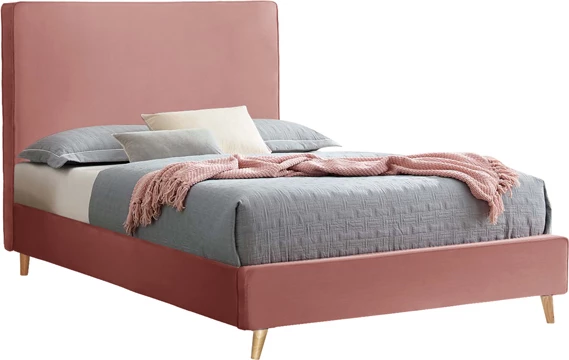 Postelja MAYLIN FH598.02 z žametom v barvi prašno roza za vzmetnico 120x200 cm