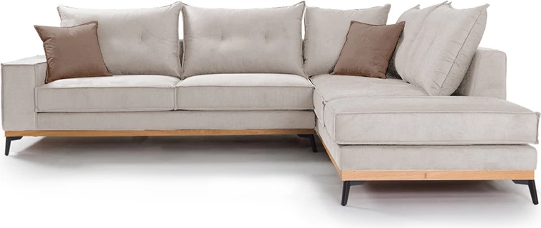 Kotna sedežna garnitura Luxury II, levo, tkanina krem-mocha 290x235x95 cm