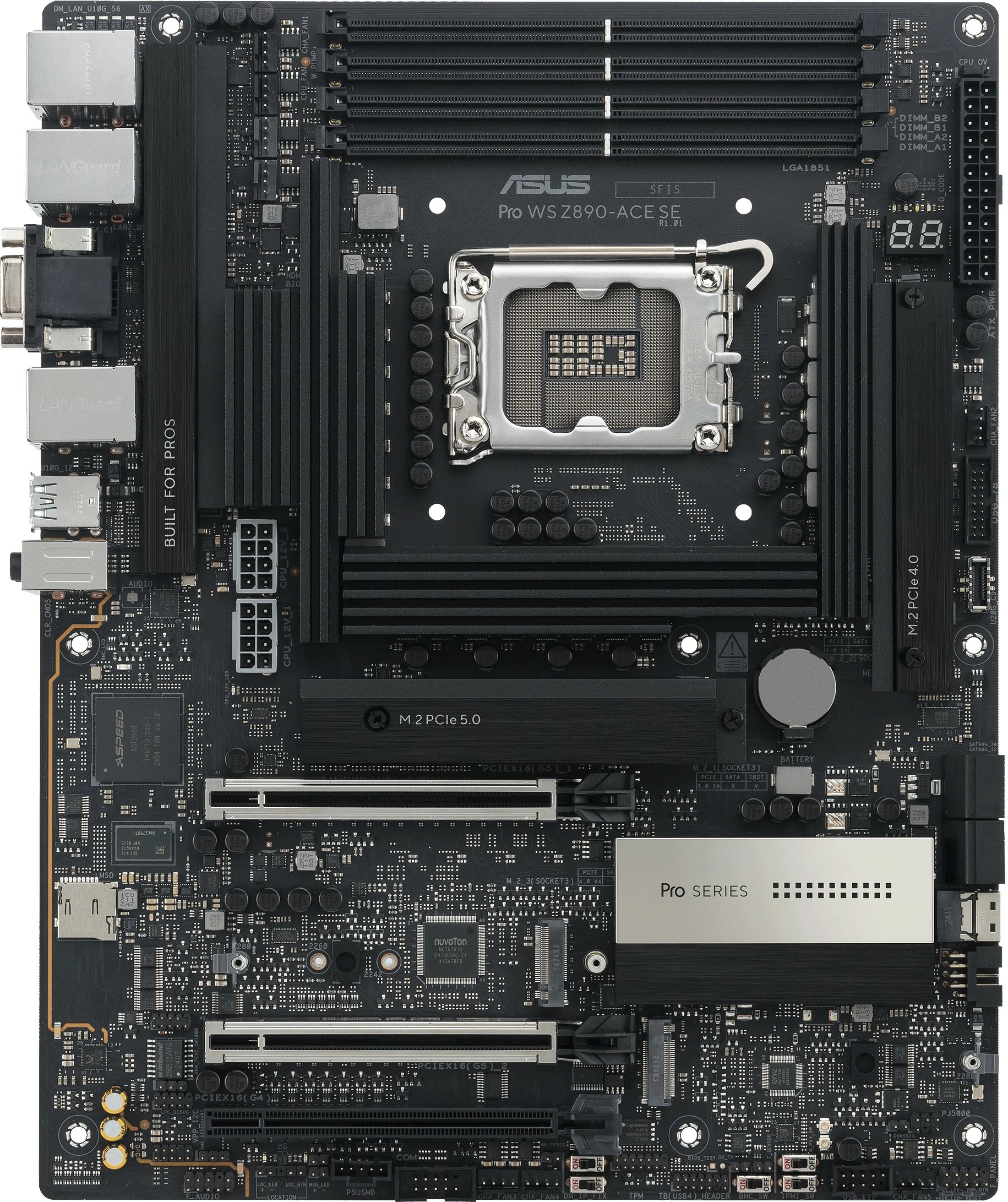Plošča za delovno postajo ASUS Pro WS Z890-ACE SE, LGA 1851, DDR5 256GB, PCIe 5.0, Thunderbolt 4
