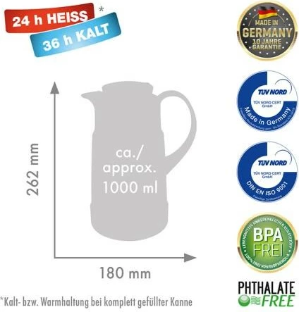Termos 1,0 l, ristretto (črn) ROTPUNKT