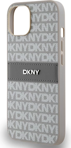 Ovitek za telefon DKNY Mono Stripe & Metal Logo za iPhone 15/14/13, 6,1", bež