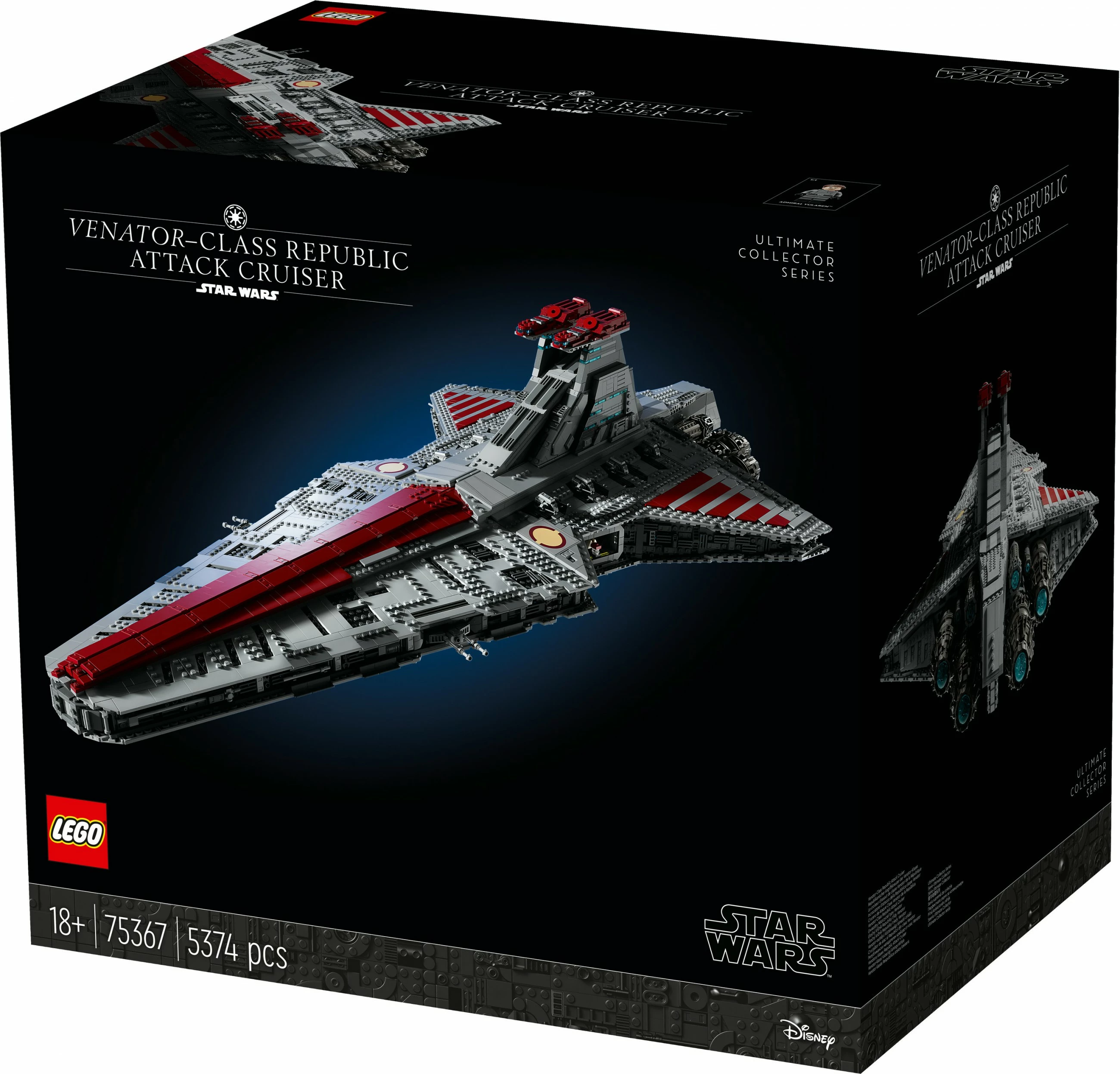 Velik, podroben model Venator-Class Republic Attack Cruiser LEGO Star Wars, 5.374 delov, večbarven