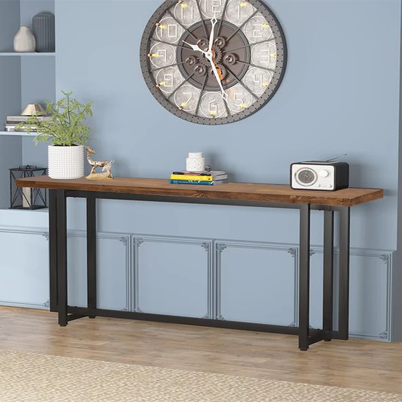 Konzola Dice iz masivne borovine, oreh-črna, 150x30x90 cm