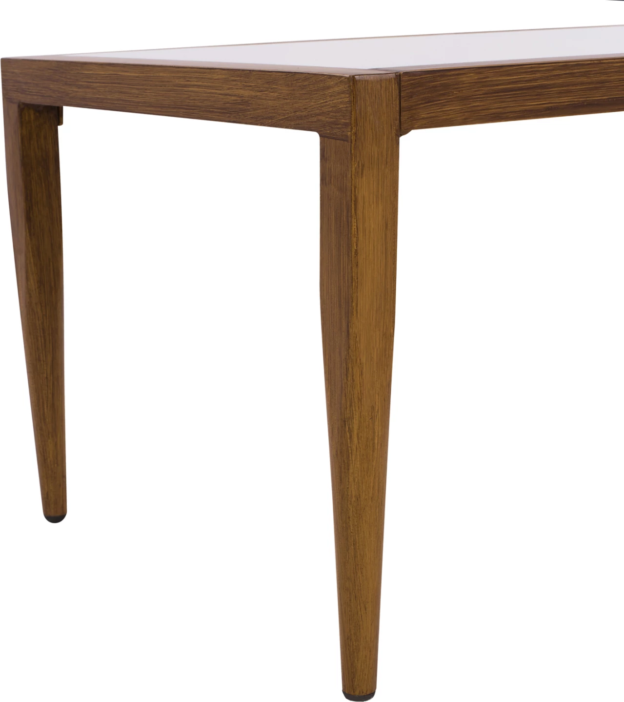 Aluminijasta miza bambus videza s steklom 100x58x46