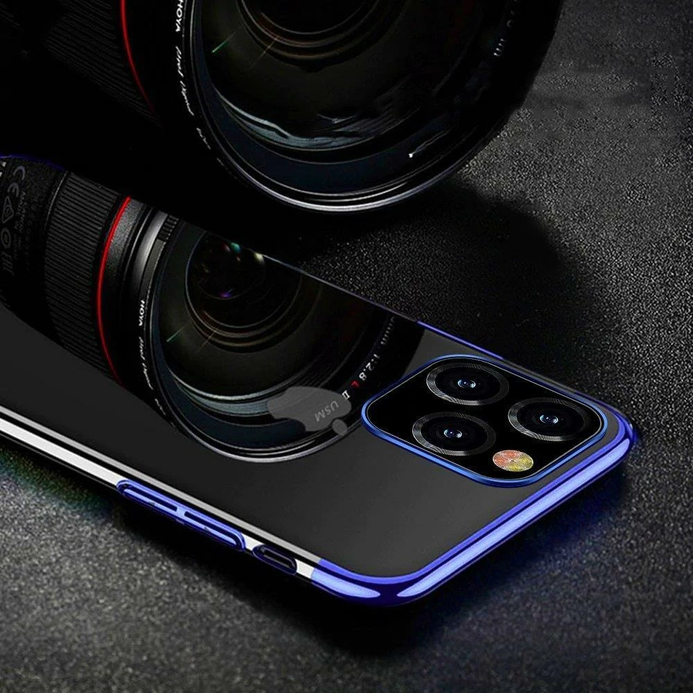 Prozoren ovitek Hurtel Clear Color 0,3 mm za Xiaomi Redmi Note 11/Note 11S, TPU, z metalnim okvirjem, črno/prosojen