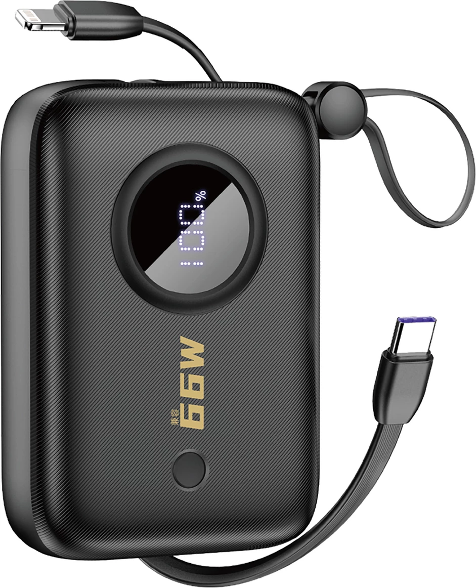 Zunanji akumulator 10.000 mAh Dudao K14, z zaslonom, USB-C/Lightning, črn