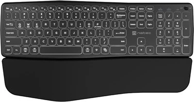 Brezžična tipkovnica Natec Porifera, QWERTY z numerično tipkovnico, 12 multimedijskih tipk, črna, belo osvetljena