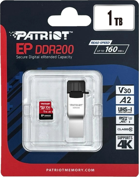 MicroSDXC pomnilniška kartica 1TB Patriot Memory EP DDR200, rdeča