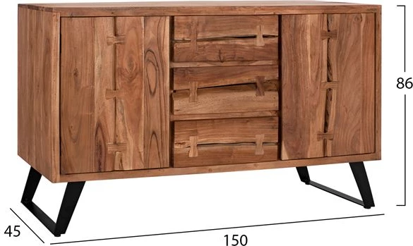 Bife FH8176 Fansi iz masivnega lesa akacije naravni 150x45x86 cm