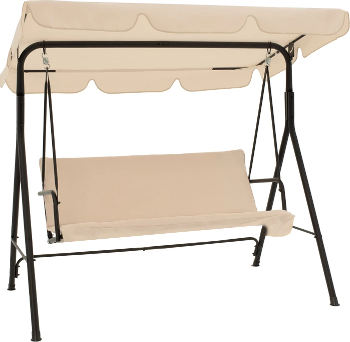 Vrtna gugalnica, kovinska, črna, tkanina bež, 170x110x153 cm Globo Pakoworld