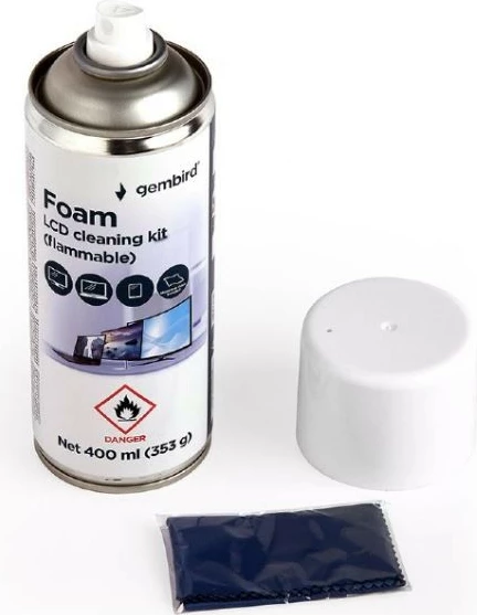Čistilna pena za LCD zaslone Gembird CK-LCD-08, 400 ml, z mikrovlakneno krpo