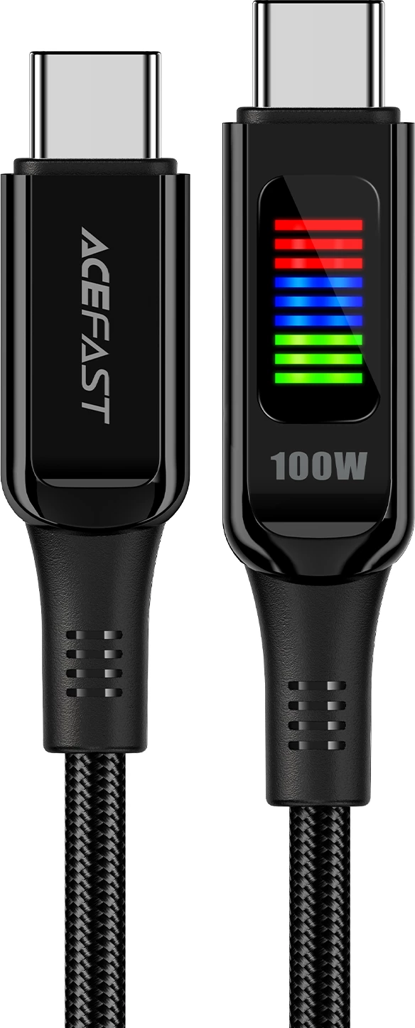 Kabel za hitro polnjenje z LED zaslonom Acefast C7-03 USB-C v USB-C, 1,2 m, 100 W, črn