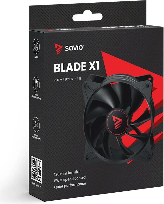 Ventilator za ohišje 120 mm, 4-PIN PWM, črn SAVIO BLADE