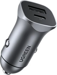 Avto polnilec 24W, USB Type-C/USB, univerzalen, siv — UGREEN (30780)