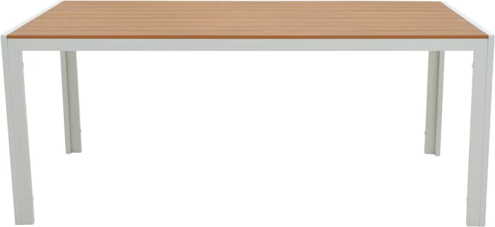 Jedilna miza s stoli, Nares-Norture B komplet 7 kosov, aluminij in vezana plošča, bela in naravna, 180x90x72.5 cm