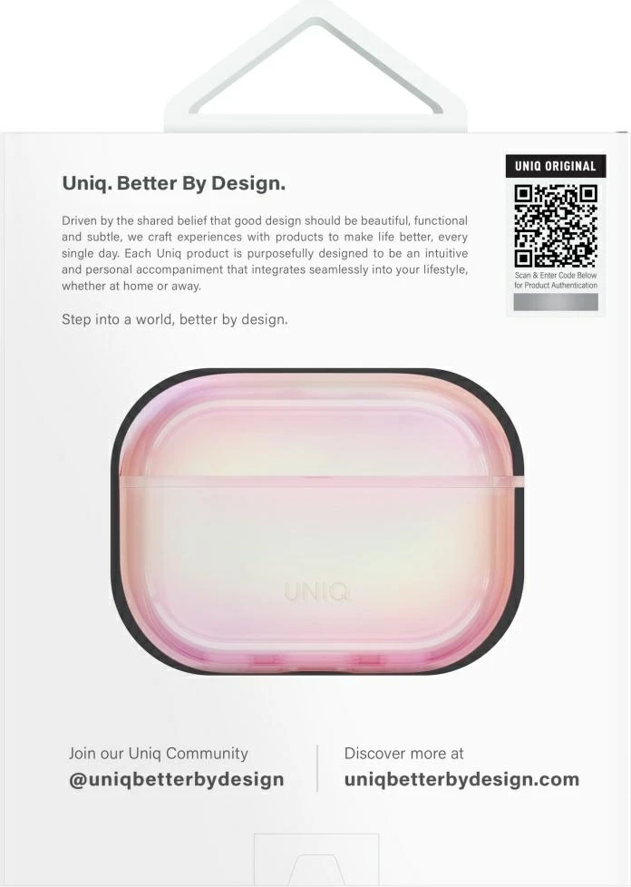Ovitek za AirPods Pro 2 UNIQ Iridescia, holo rožnat s karabinkom