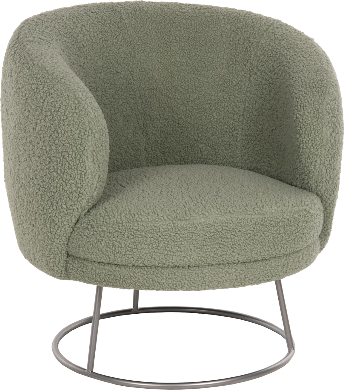 Fotelj ARIEN FH8403.27 iz boucle tkanine v pistacija zeleni barvi-srebrna kovinska osnova 78x75x84Hcm